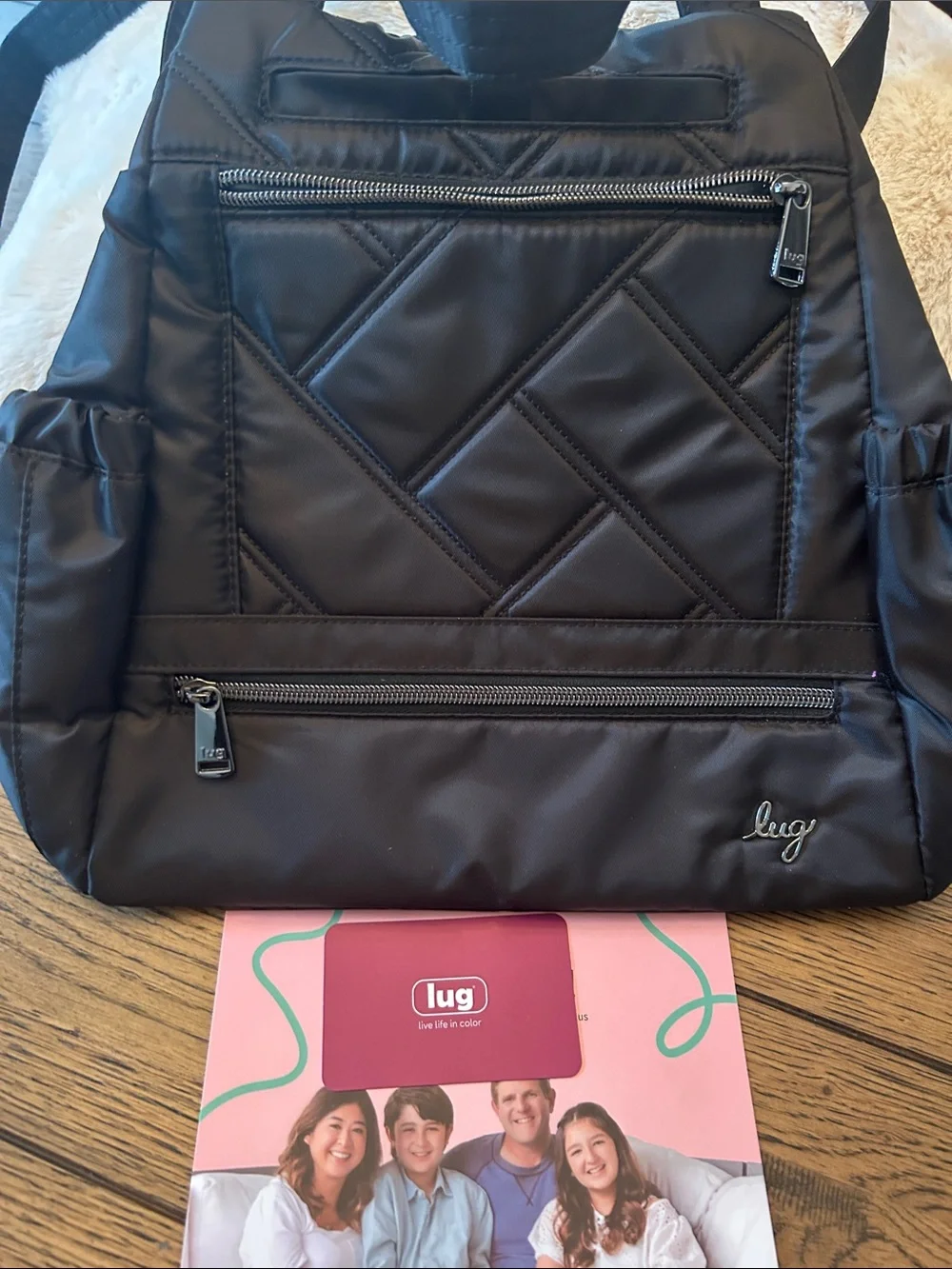 lug Quilted Black Nylon Skyhop Backpack like new